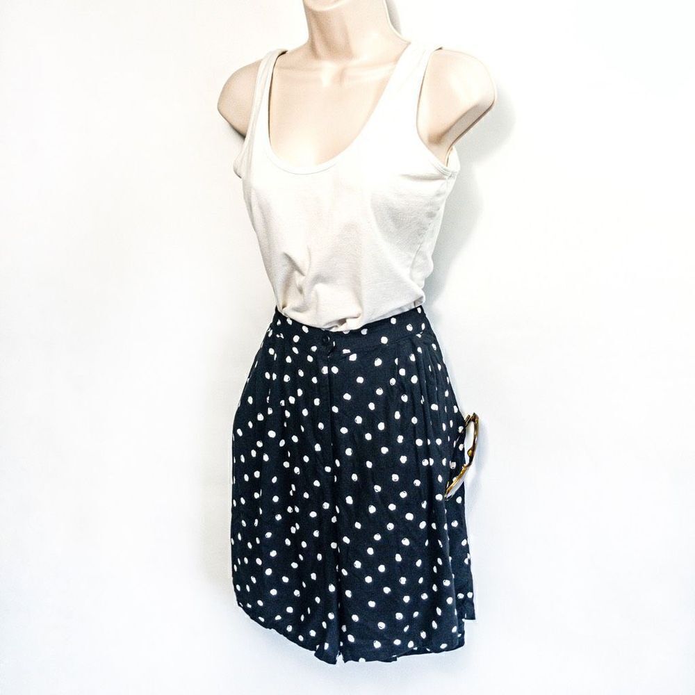 VTG TR Bentley Black & White Polka Dot Culotte Walking Shorts Sz 12/14